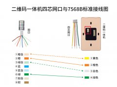 二維碼一體機四芯網(wǎng)口與7568B標準接線(xiàn)